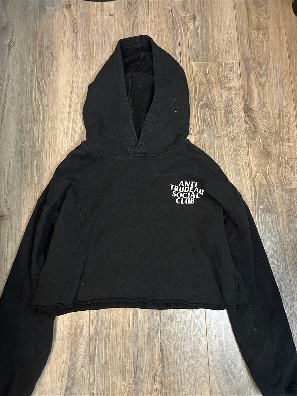 Women's Black Cropped Hoodie